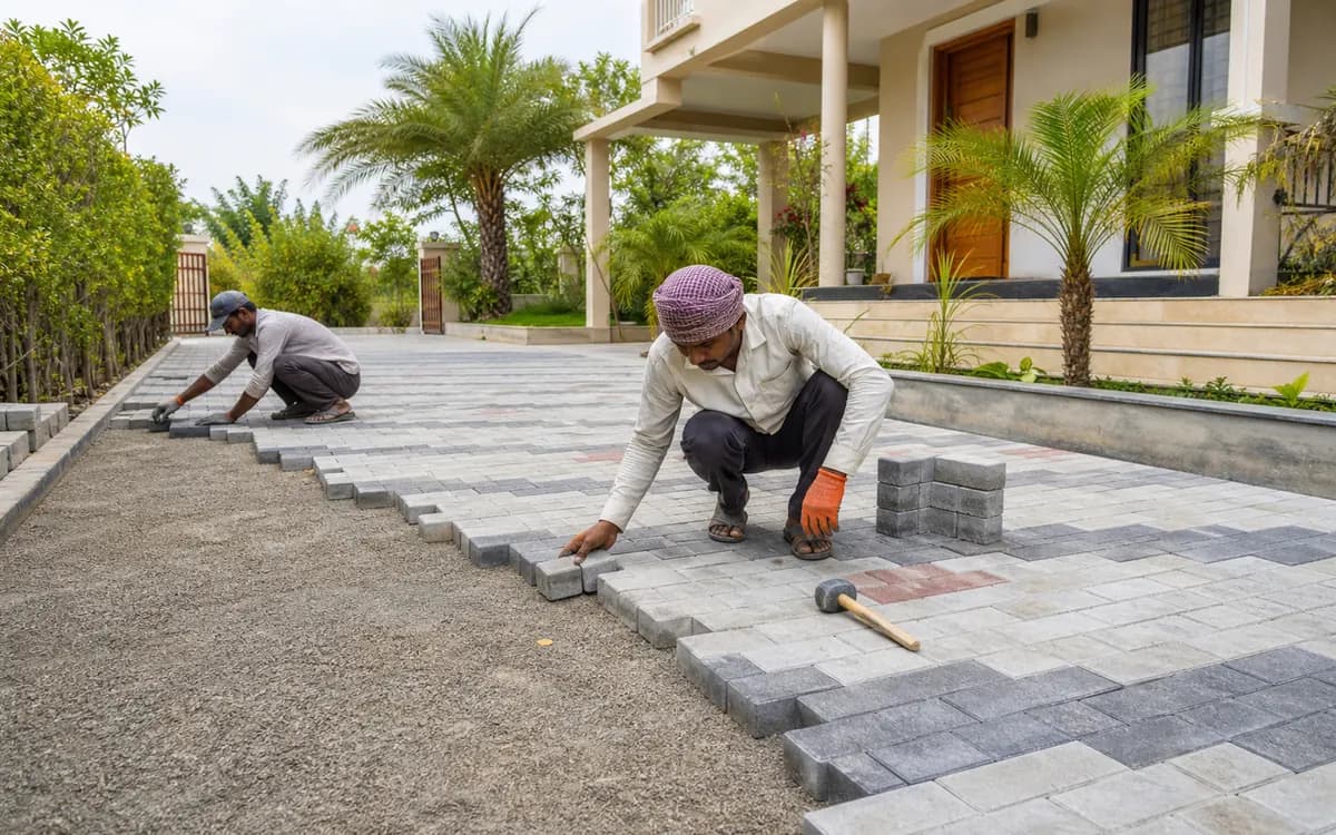 Paving contractor work for driveway and outdoor spaces in Mysore